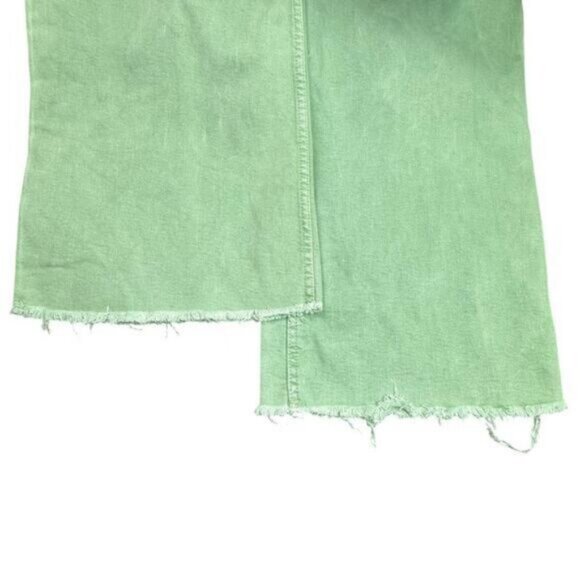 Zara HIGH-WAISTED ZW SAILOR MARINE STRAIGHT JEANS Wide Leg Kelly Green Size 6 - Picture 6 of 7